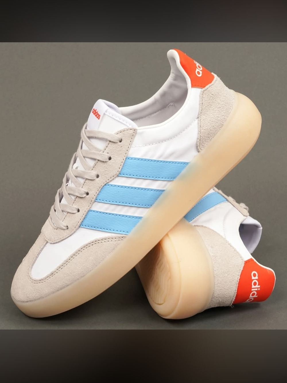 Homebarreda decode white blue orange fabric sneakers Listed As 7 Runs Like 8 - Picture 3 of 3